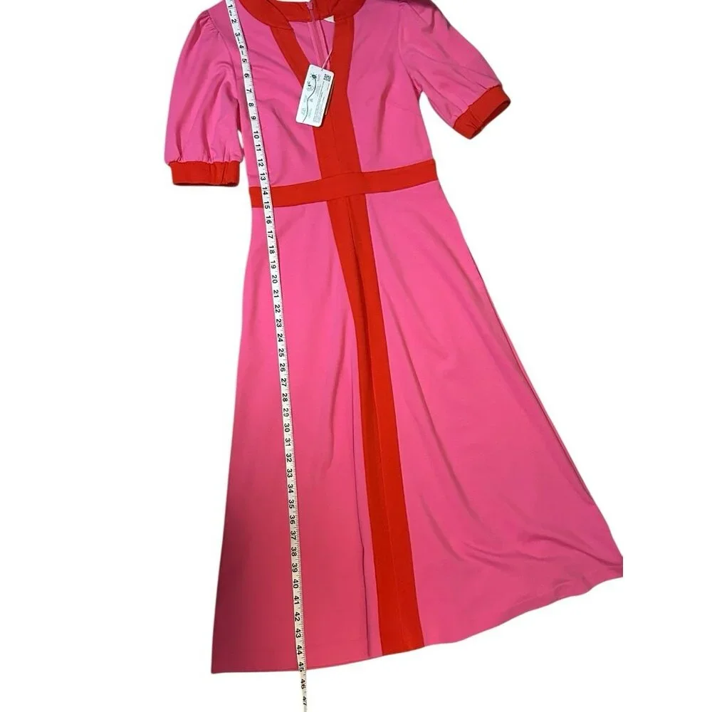 BODEN Petra Ponte Dress Sangria Sunset Color Block Sz 2 NEW Pink Midi - Picture 6 of 10